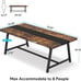 Dining Table for 8, Rectangular Wood Kitchen Table with Strong Metal Frame