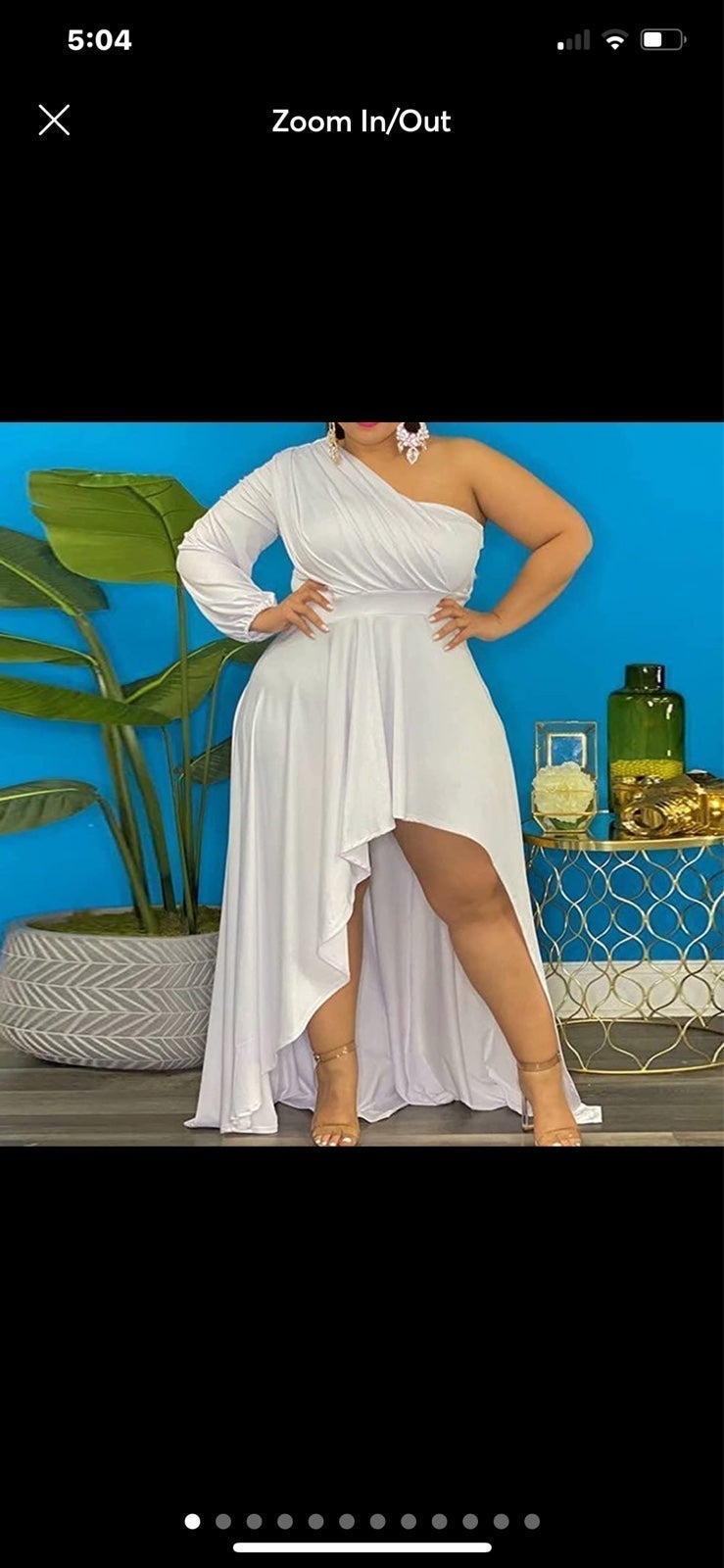 IyMoo Womens Sexy Plus Size One Shoulder Long Sleeve Ruched Elegant High Low Max