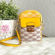 Michael Kors MK Sloan Editor SM TopZip Front Pocket Ph Logo Jacquard Crossbody.