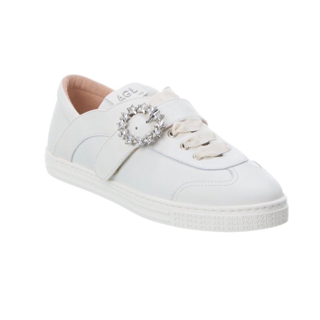 Agl Gemma Leather Low Top Sneaker Star Rhinestone Embellished Women's 37 US 7