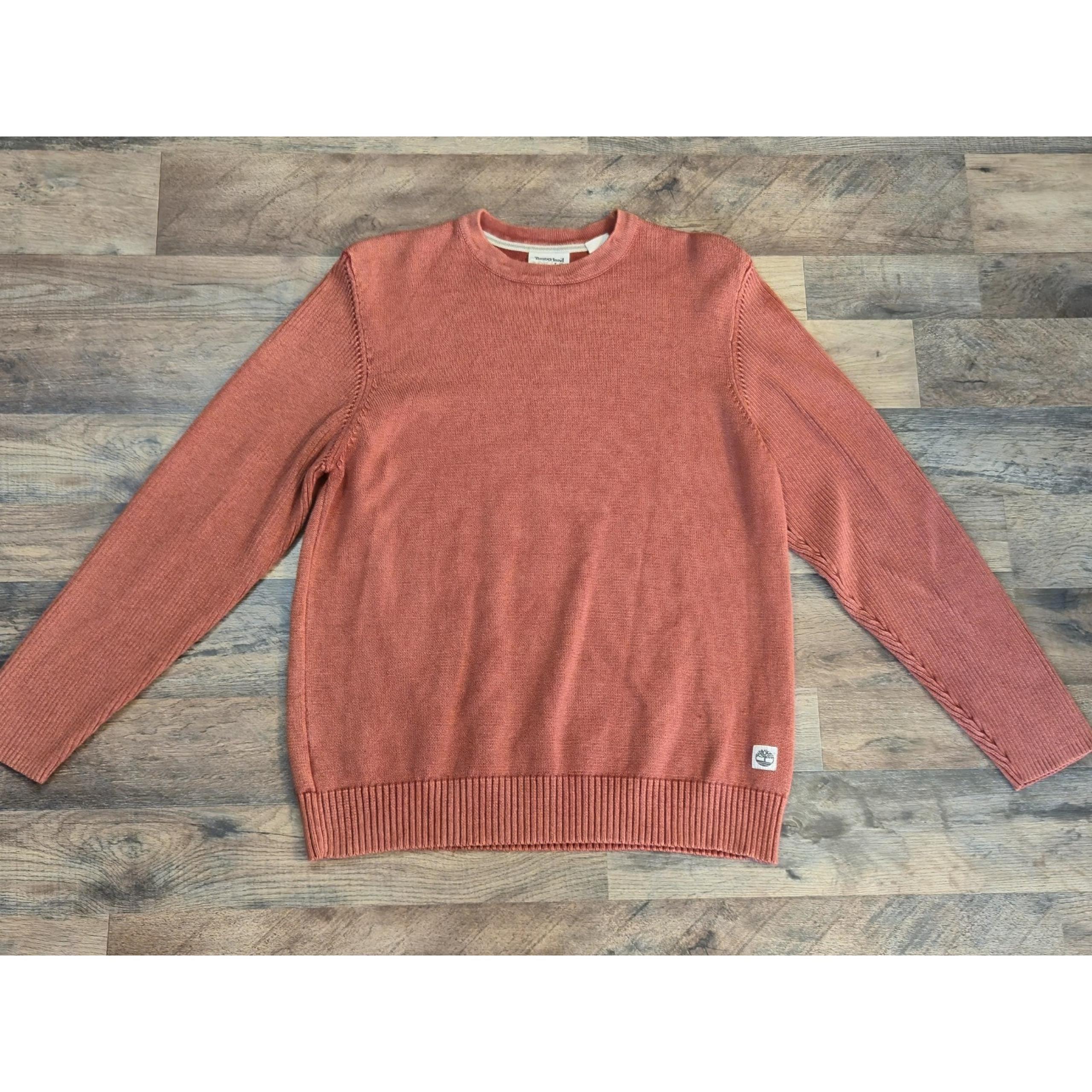 Timberland Mens Sweater Pullover Long Sleeve Orange L Large 100% Cotton