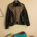 Two tone leather biker jacket man