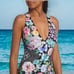 218 NWT Johnny Was cross back one piece floral Swimsuit black/multi Small