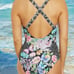 218 NWT Johnny Was cross back one piece floral Swimsuit black/multi Small