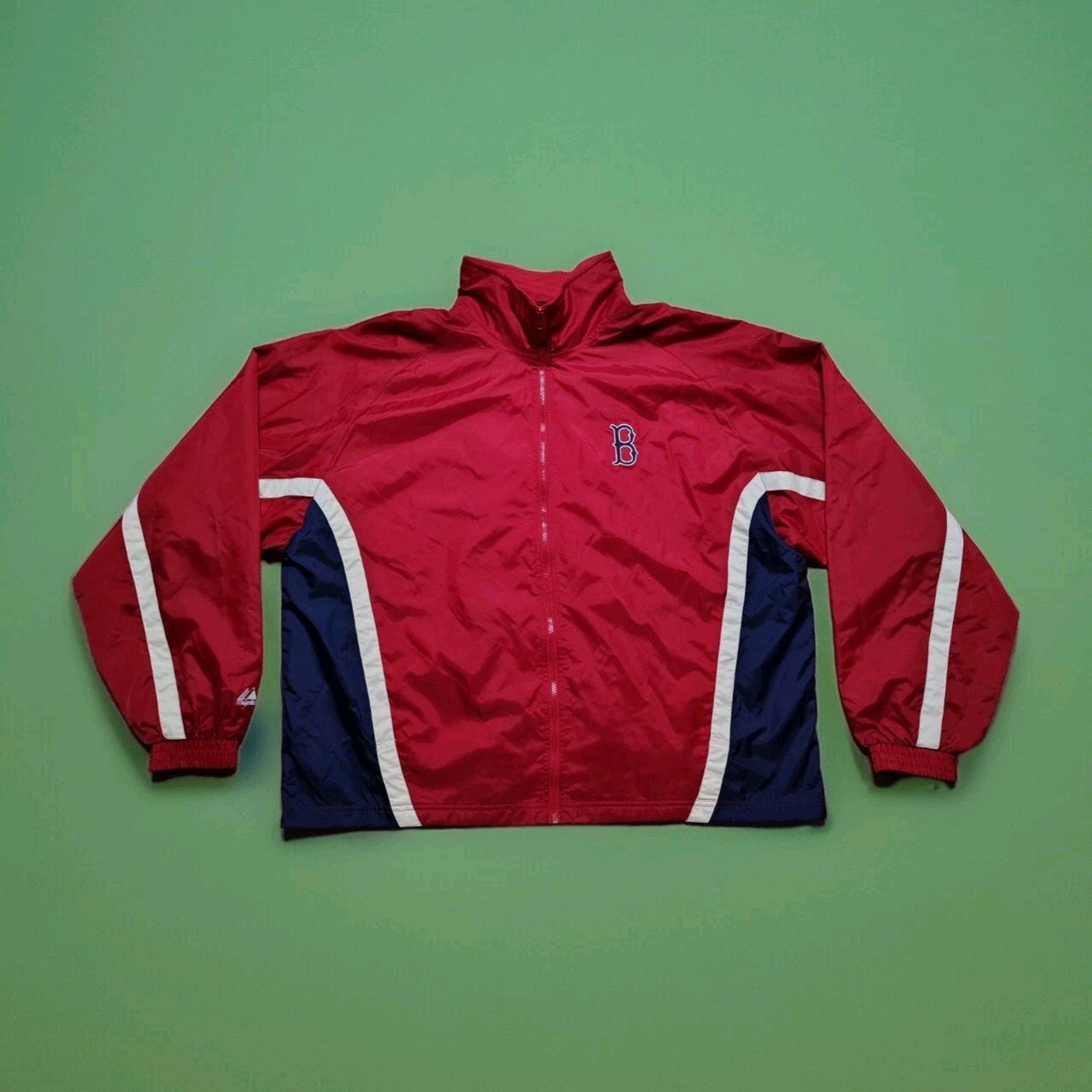 Majestic MLB Boston Red Sox Windbreaker Jacket Full Zip Mens Size 2XL Mesh Lined