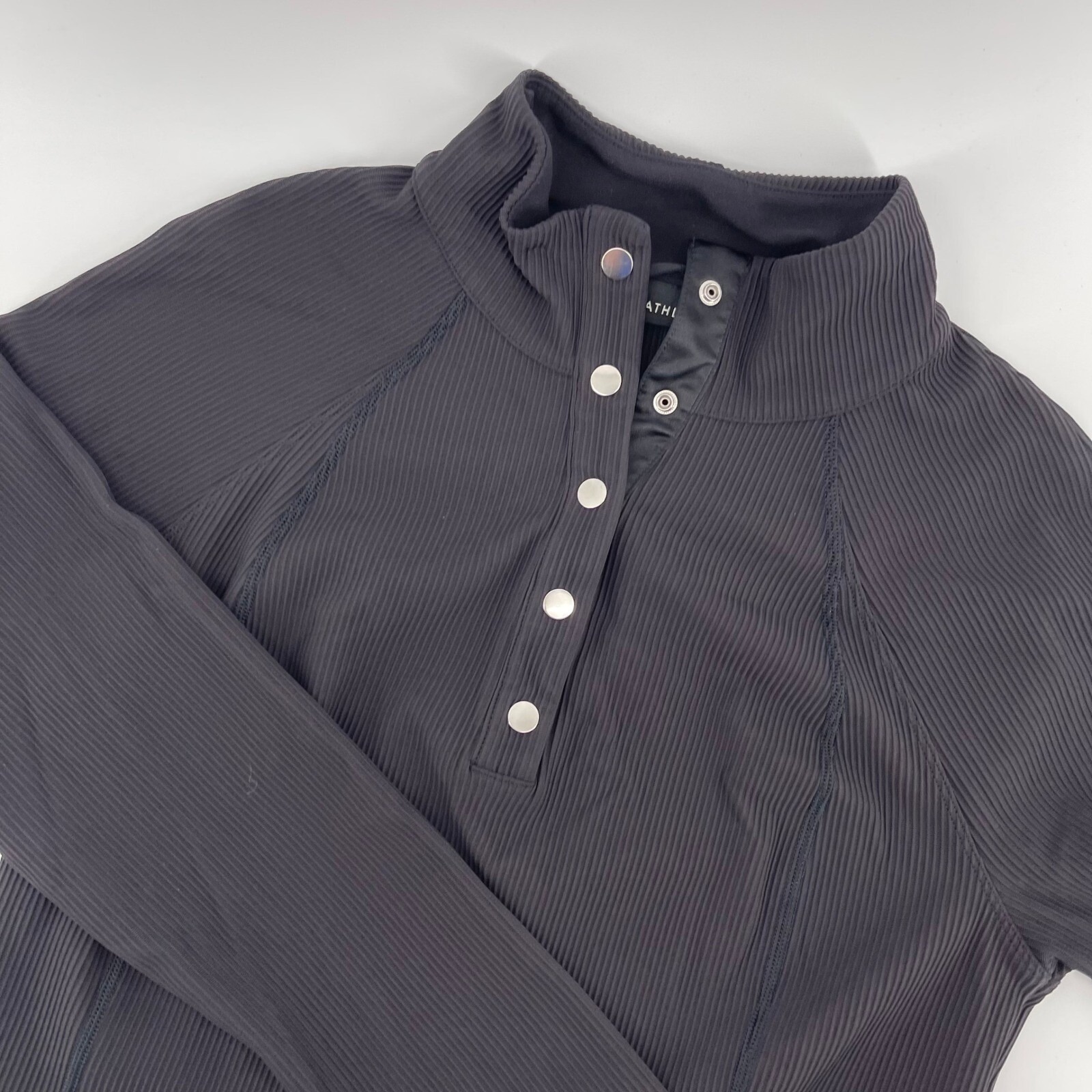 Athleta Ribbed Top Funnel Neck Long Sleeve Pullover Athletic Shirt Size M