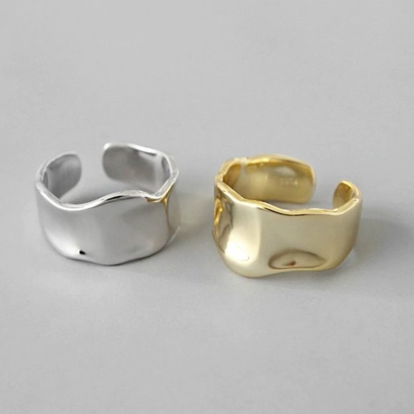 NEW 925 Silver Wave Adjustable Ring