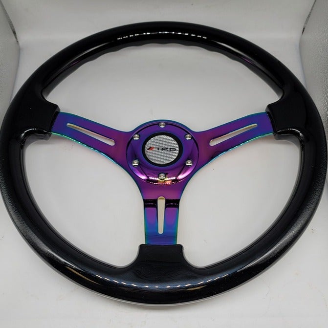 BRAND NEW 350MM 14 Universal TRD ABS Racing Steering Wheel Black With Neo Spoke