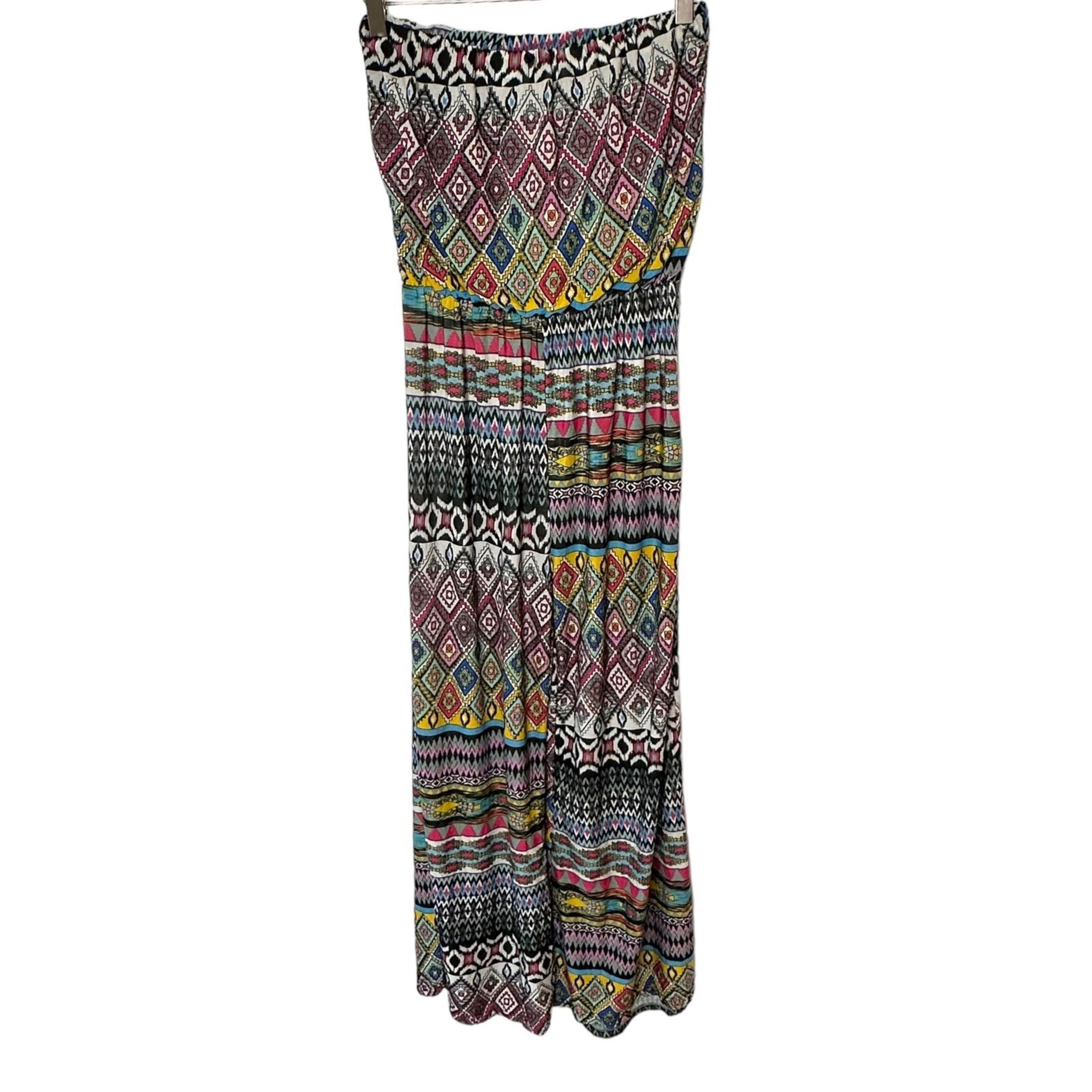 Just Love XL boho strapless multi-color wide leg jumpsuit