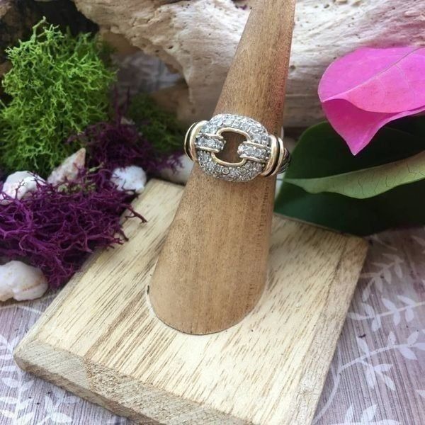 Designer Inspired Sterling Silver 14K Two Tone CZ Ring