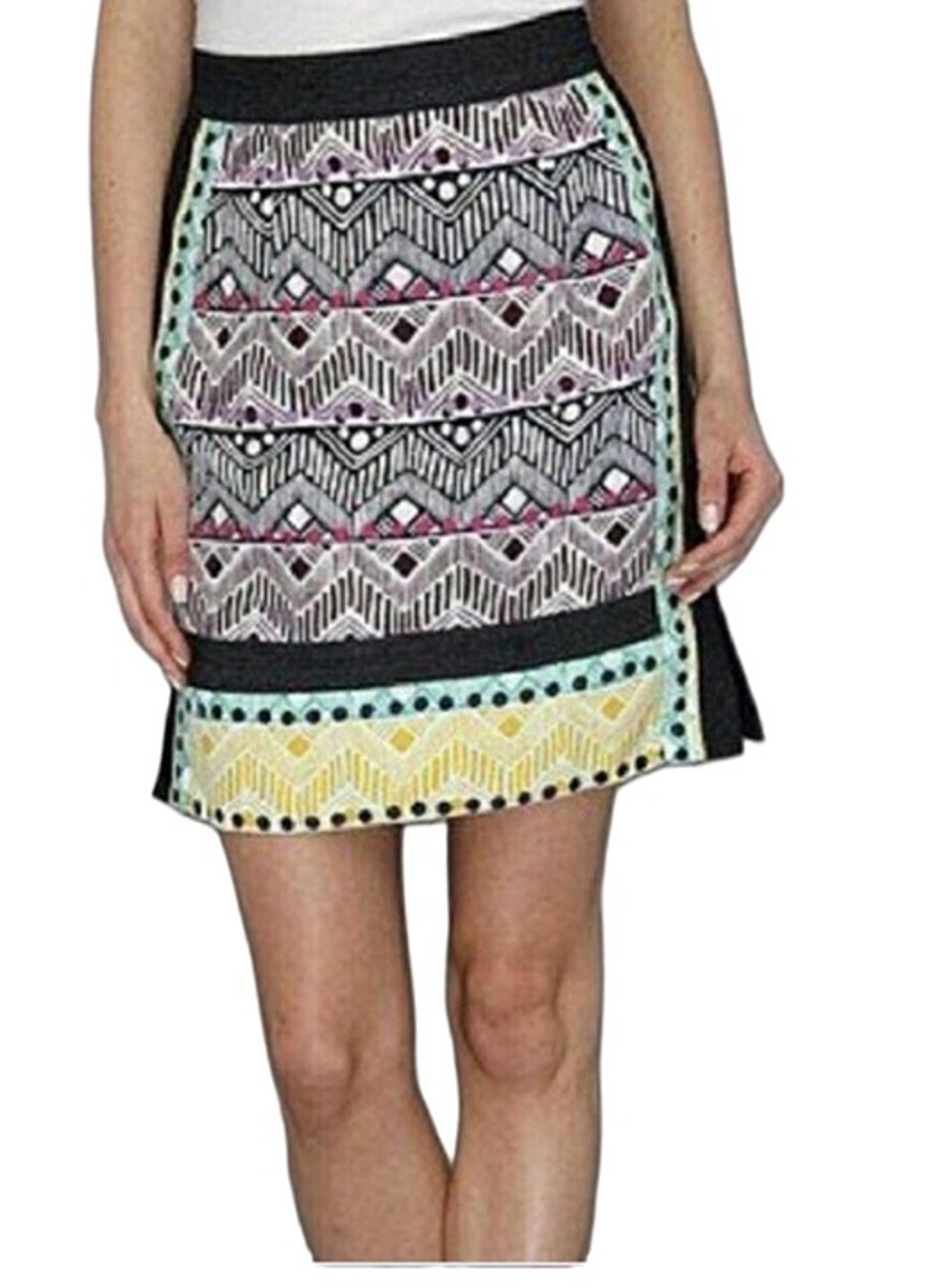 Nanette Lepore Vintage Womens Silk Linen Blend Multi Printed A-Line Mini Skirt 6