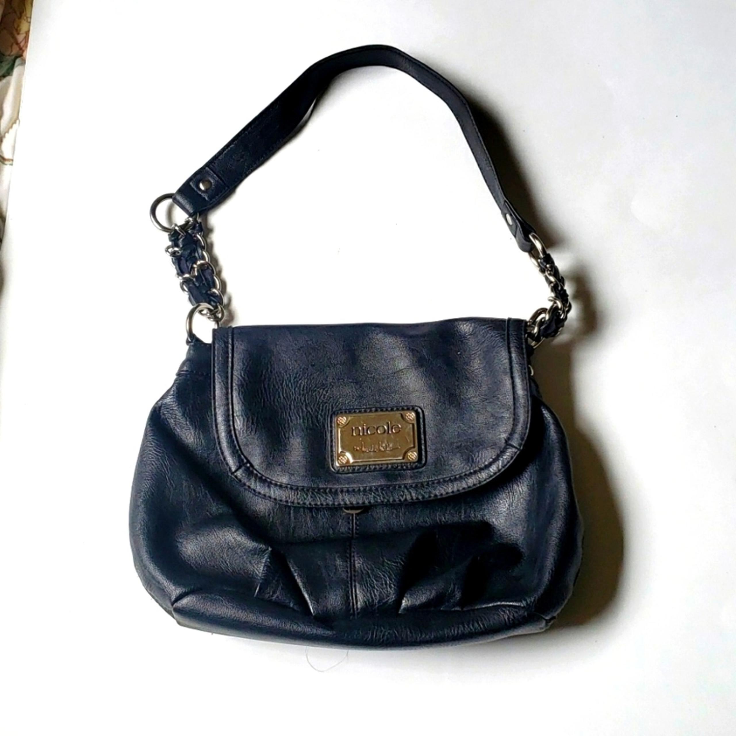 Nicole by Nicole Miller leather black chain shoulder bag