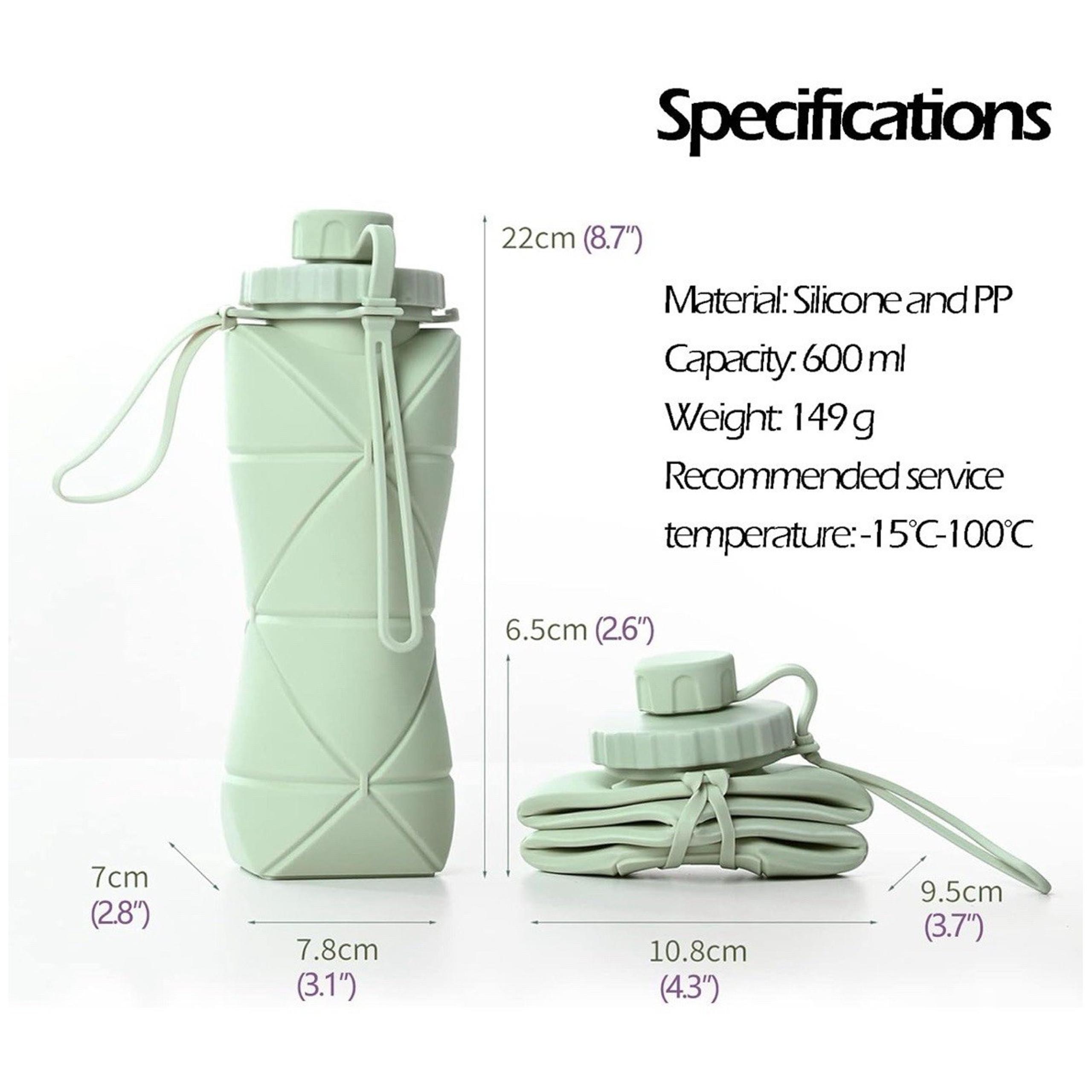 Silicone Collasaplable Water Bottle NEW PBA Free Green Compact 20 Ounce