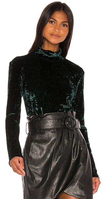 Caroline Constas Delphine Velvet Turtleneck in Black