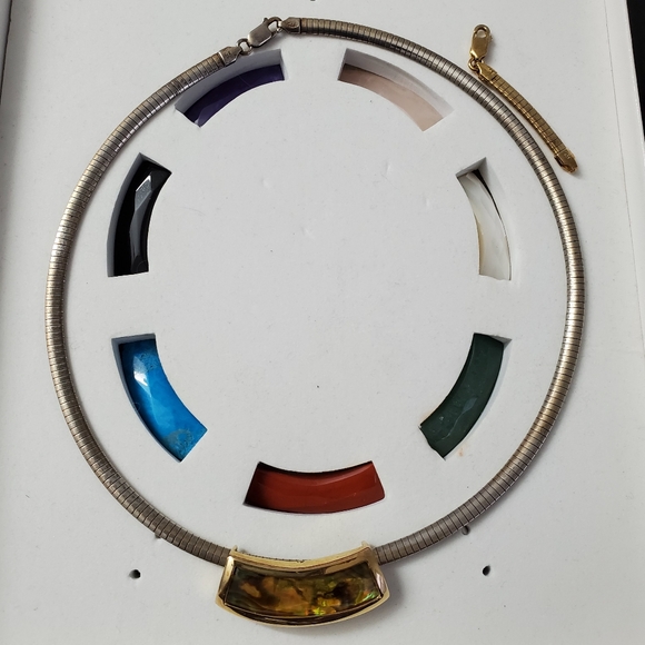 Sterling Silver 925 Interchangeable Gemstone Slider Pendant Omega Necklace