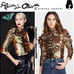 NWT Alice + Olivia Brenna Gold Sequin Puff-Sleeve Crop Top Size 8