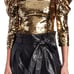 NWT Alice + Olivia Brenna Gold Sequin Puff-Sleeve Crop Top Size 8