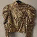 NWT Alice + Olivia Brenna Gold Sequin Puff-Sleeve Crop Top Size 8