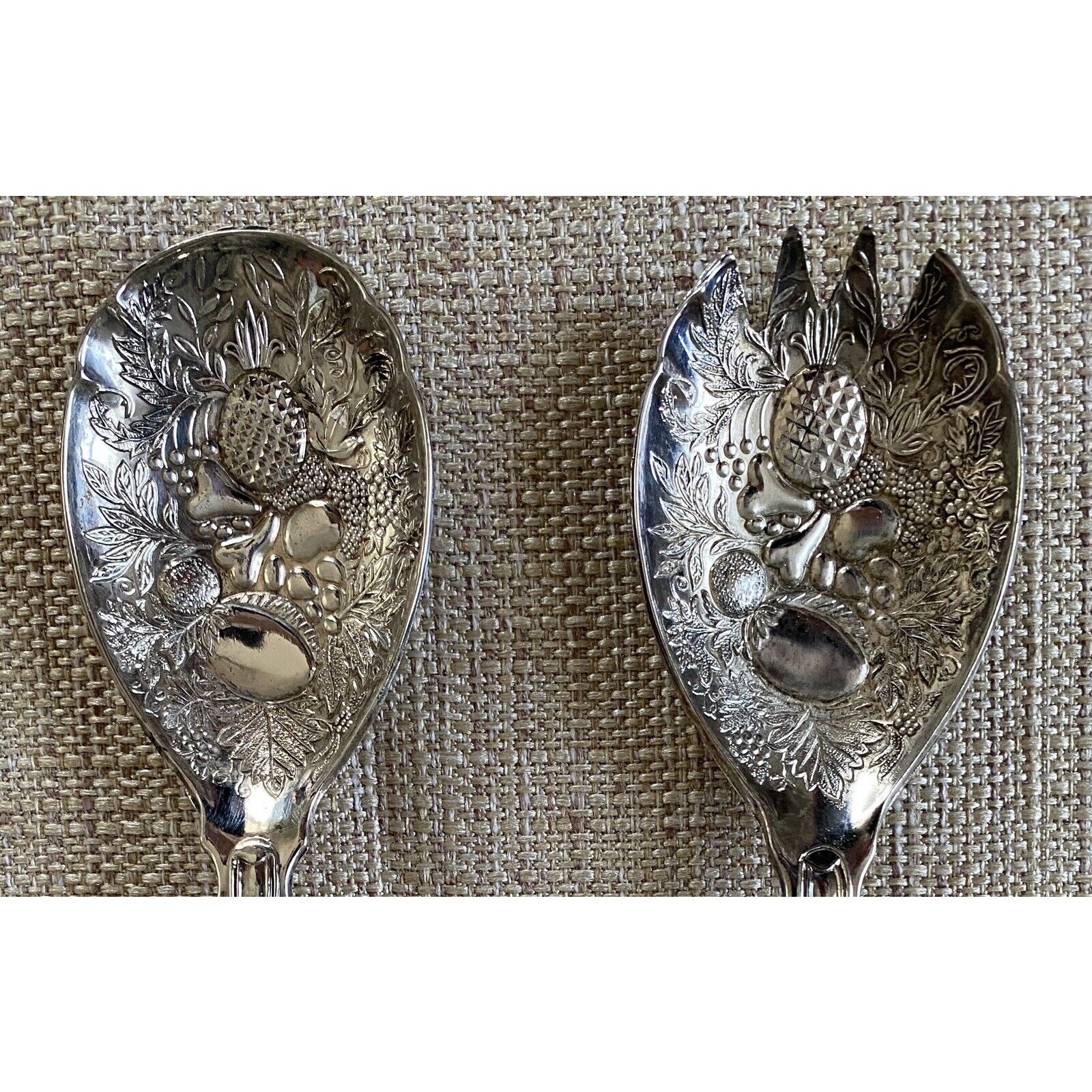 Silver Plated Sheffield English Serving Flatware Vintage Set Fruit Pattern