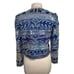 Vintage Beaded Sequined Cropped Jacket Blue Silver Long Sleeve Open Front