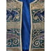 Vintage Beaded Sequined Cropped Jacket Blue Silver Long Sleeve Open Front