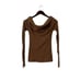 Free People We the Free Brown Ribbed Off Shoulder Sweater Top