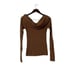 Free People We the Free Brown Ribbed Off Shoulder Sweater Top