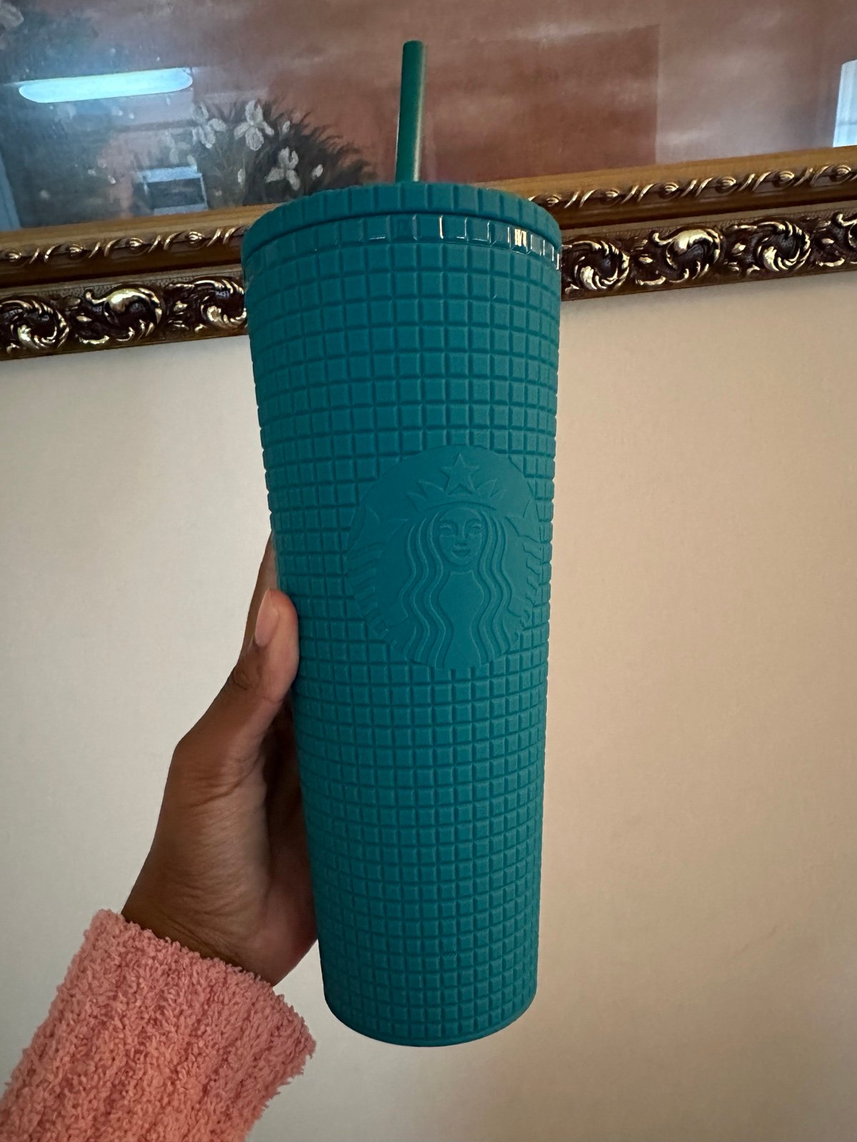 Starbucks teal grid tumblr