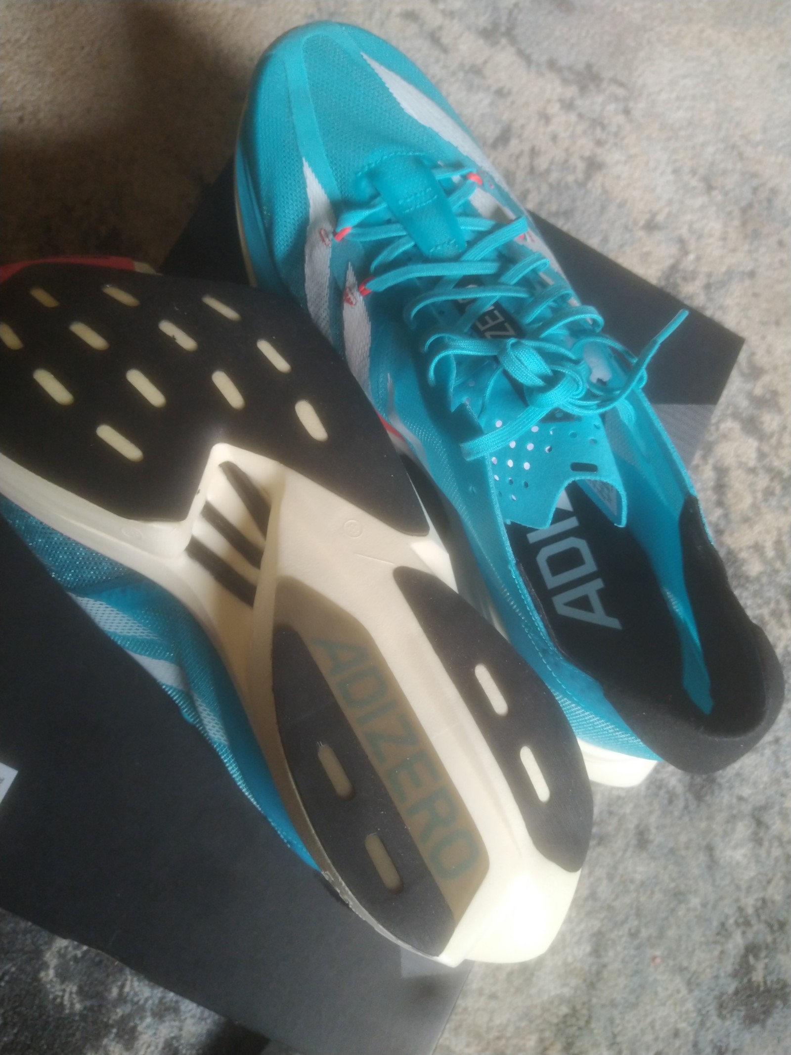 New In Box Lucid Cyan ID8468 Adidas Adizero Adios Pro 3 Shoes/Sneakers - SZ=11