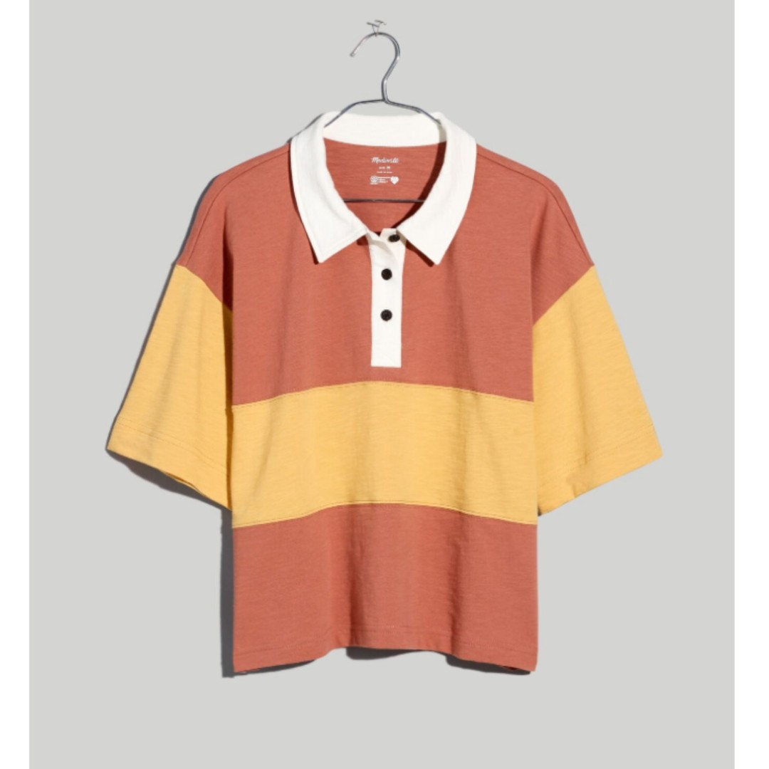 Madewell Women's NJ797 Size Medium Dried Rose Oversized Polo Shirt