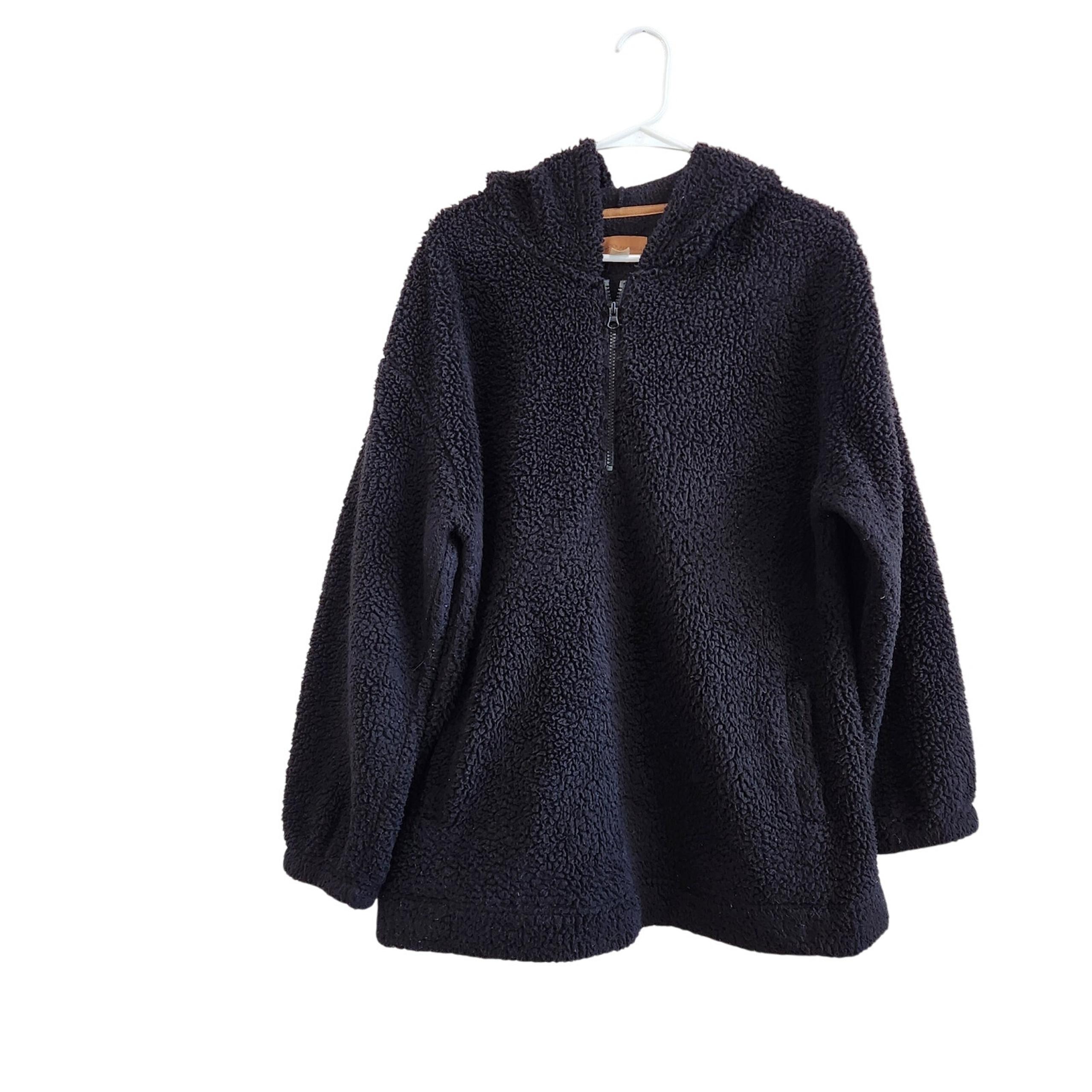 Koolaburra by UGG Cozy Fleece Sherpa 1/4 Zip Hoodie Pullover Black Size Large - UGG Australia
