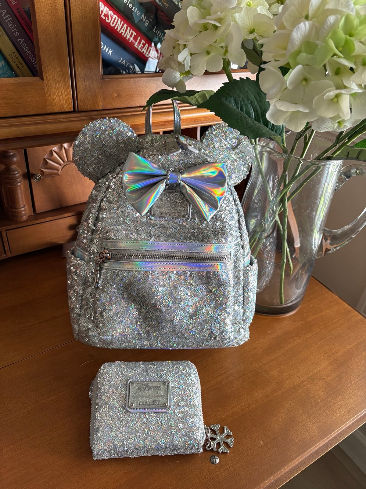 Disney Silver Lounge fly backpack and Purse