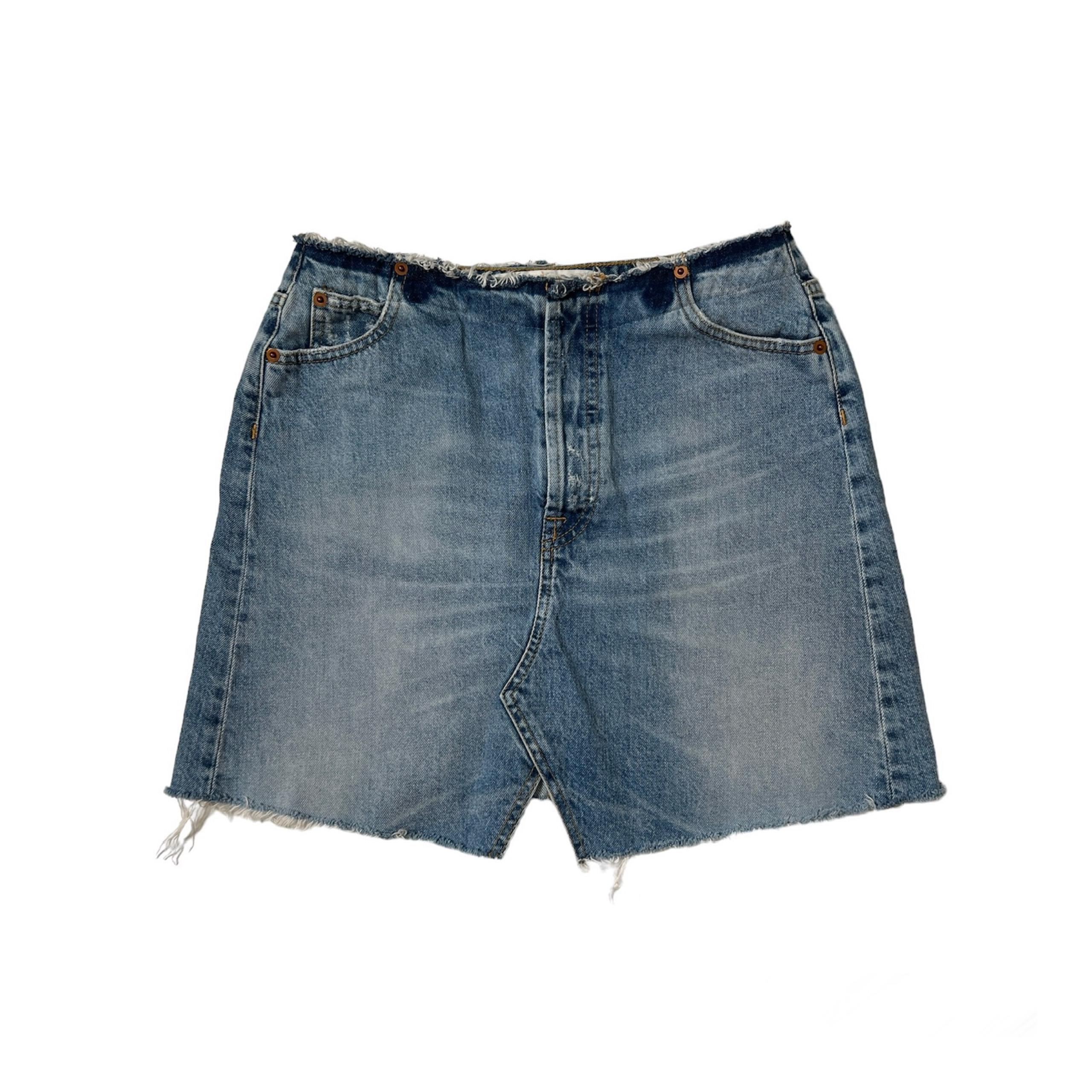IRO. Jeans Blue Frayed Waist/Hem Denim Mini Skirt Sz 38 Women