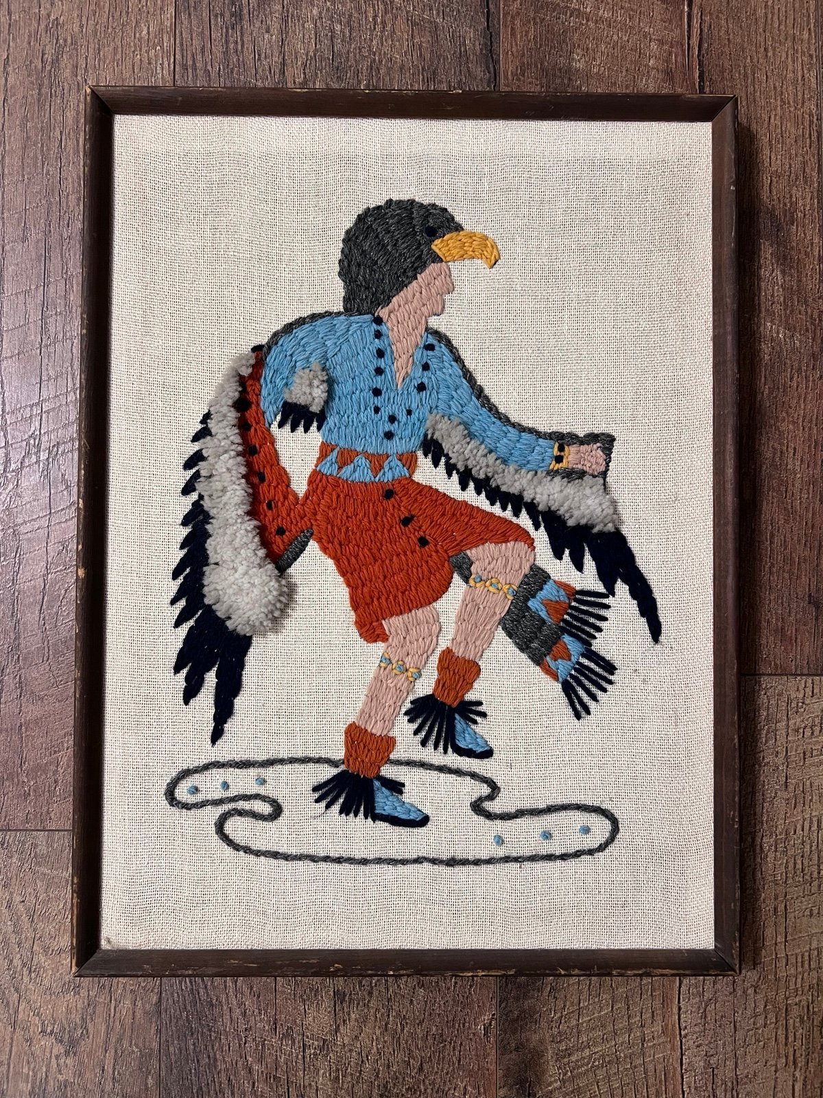 Kachina Eagle Dancer Wall Needlepoint Art Embroidery Artwork Southwest Folk Art