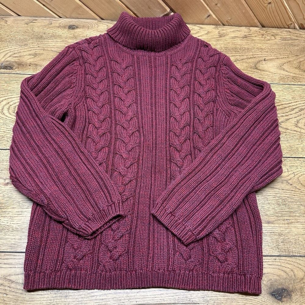 Vintage Cabelas Chunky Knit Fisherman Oarsman Red High Neck Sweater Women's M