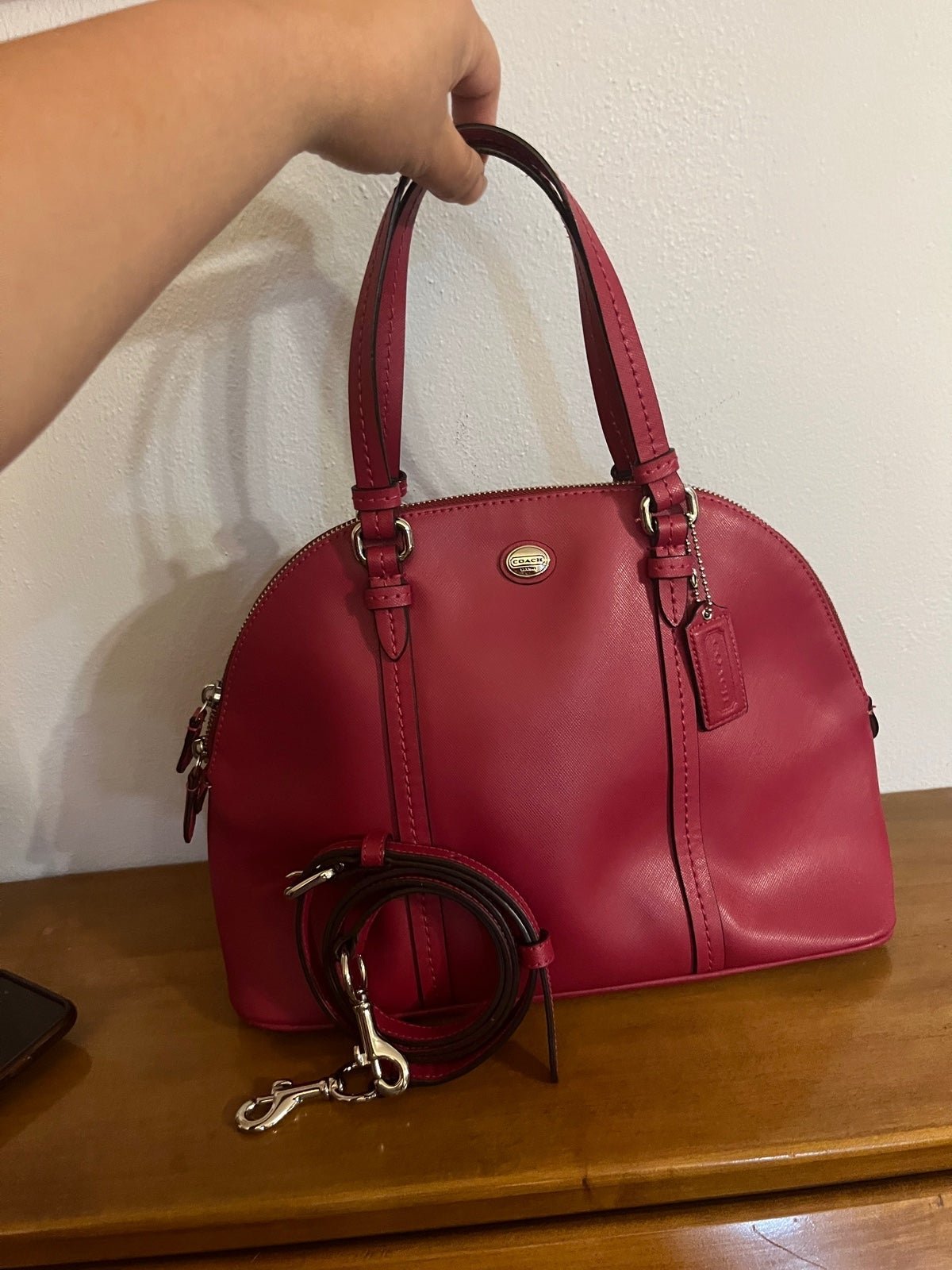 Coach Magenta Dome Bag with Detachable Strap