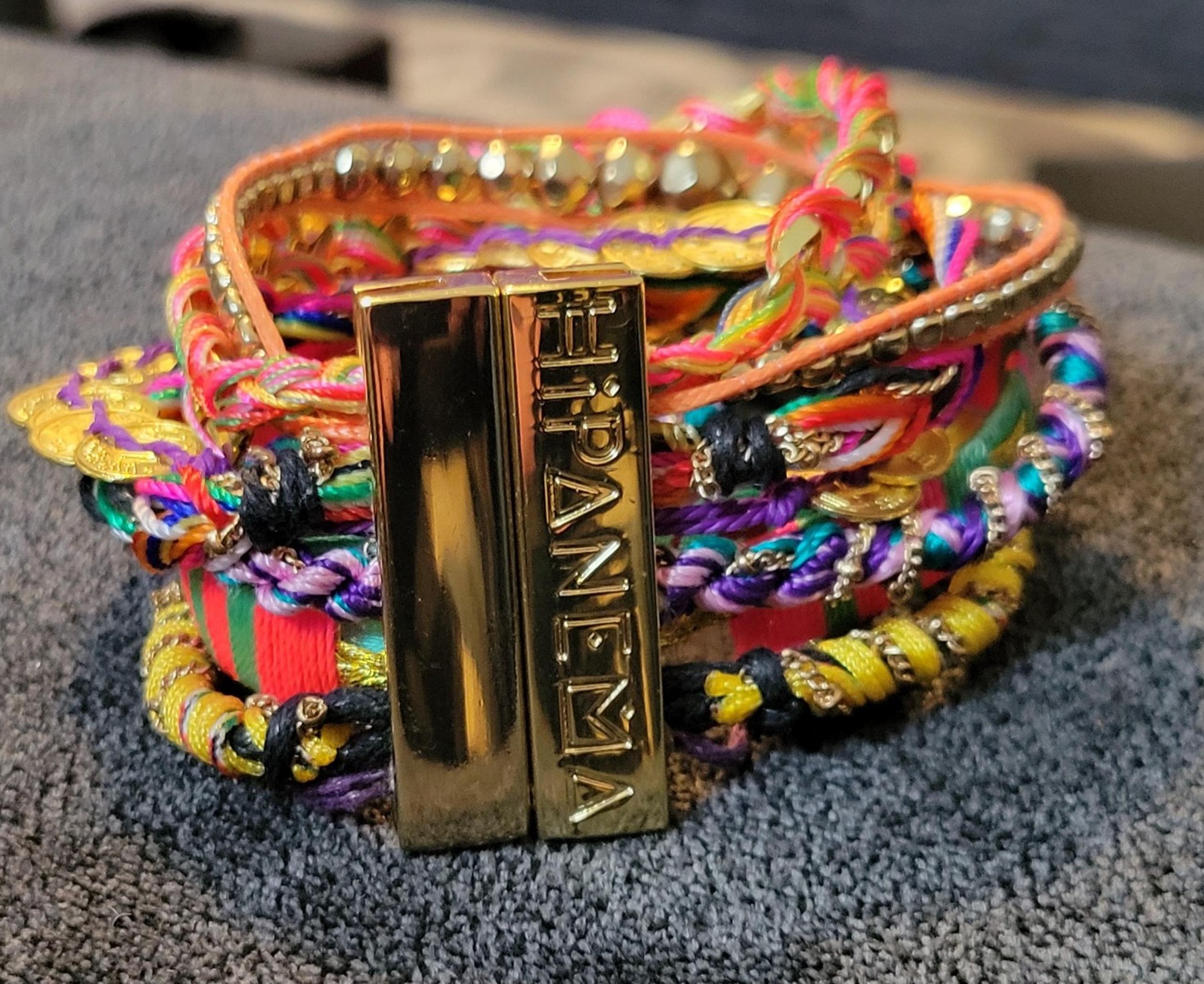 Hipanema Pink & Gold Mulit strand  Magnetic Bracelet