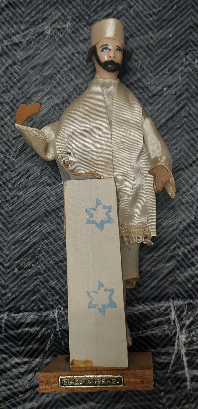 Vintage 1950s Sabra Isreal Jewish Rabi Doll Star Of David Pulpit Hebrew Bible