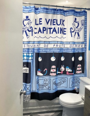 Unique illustration shower curtain with original pattern