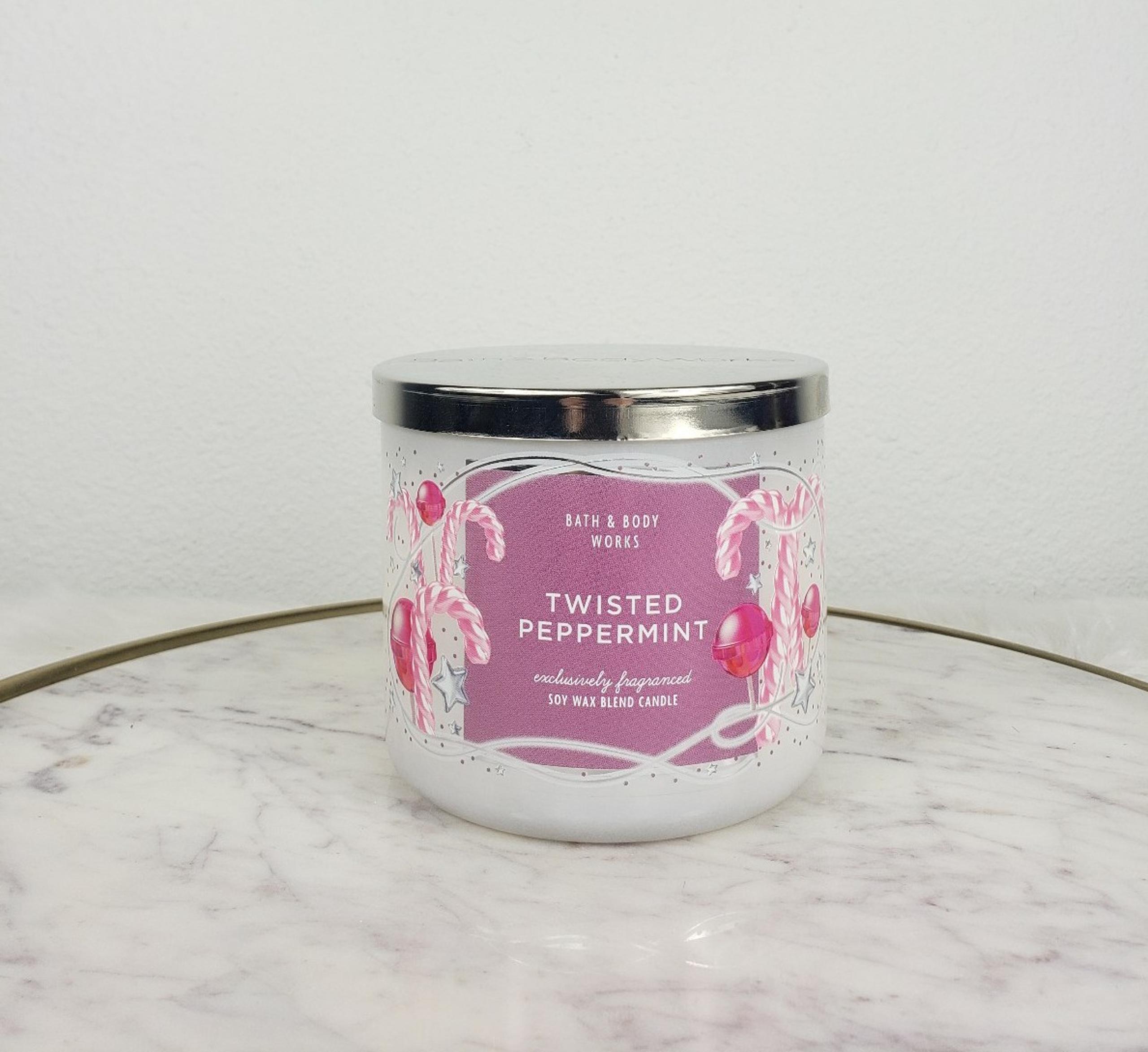 BBW Twisted Peppermint 3-wick Candle Sugared Snow, Balsam & Vanilla Buttercream