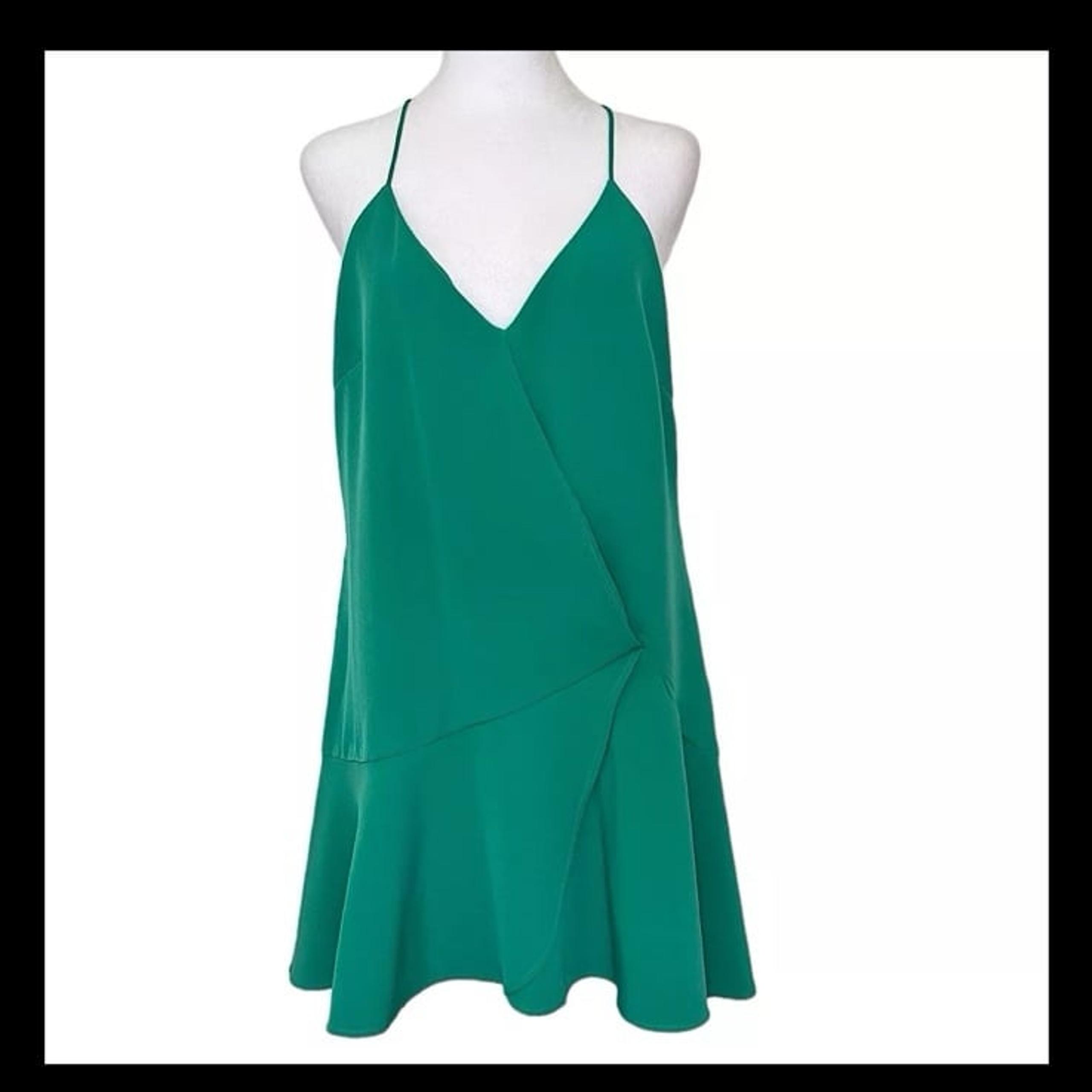Women’s Chelsea28 Green A-Line Drape Dress Ruffle Sleeveless Size L