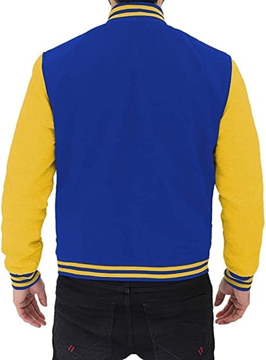 Yellow and Blue Varsity Baseball Bomber Letterman Jacket