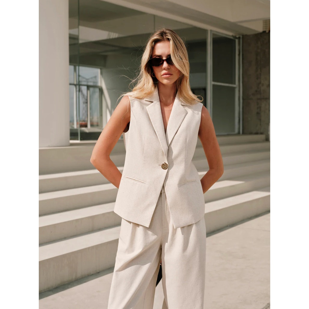 Cotton & Linen Metal Sleeveless Vest Commense M