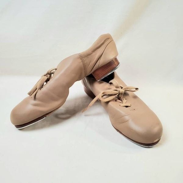Capezio Flex Mastr Tan Leather Tap Dance Shoes Style Number CG16. Women's Size 8