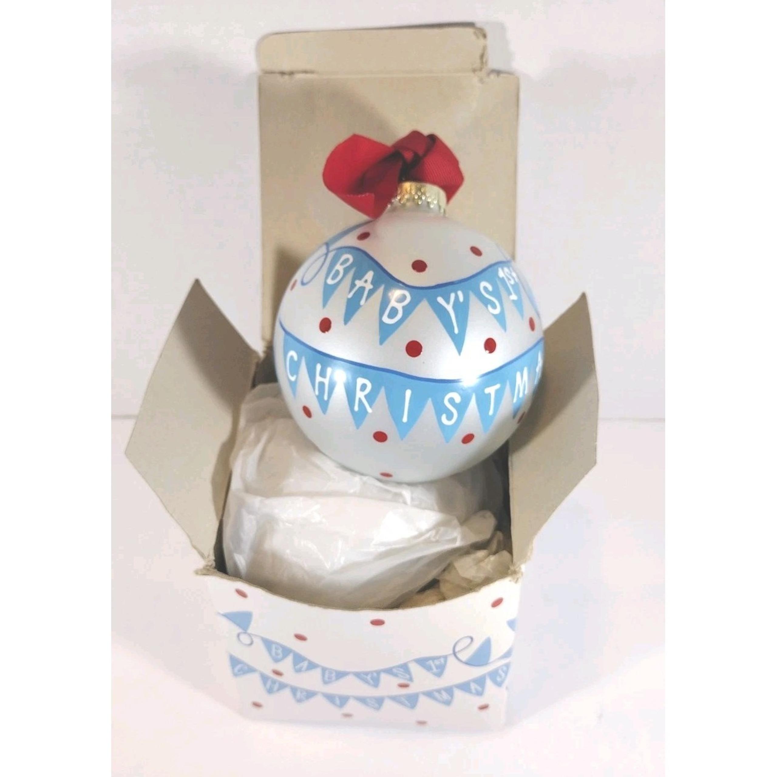NEW Coton Colors "Baby's 1st Christmas"  Ornament Boy Blue Red White With Box