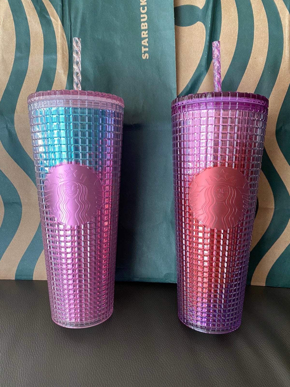 Starbucks Rainbow/Gradient Grid Tumblers