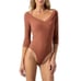 NWOT Astr The Label Rust Criss Cross Banded V-Neck Bodysuit - XL