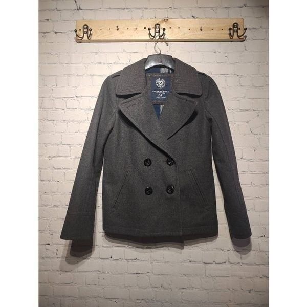 American eagle gray peacoat medium