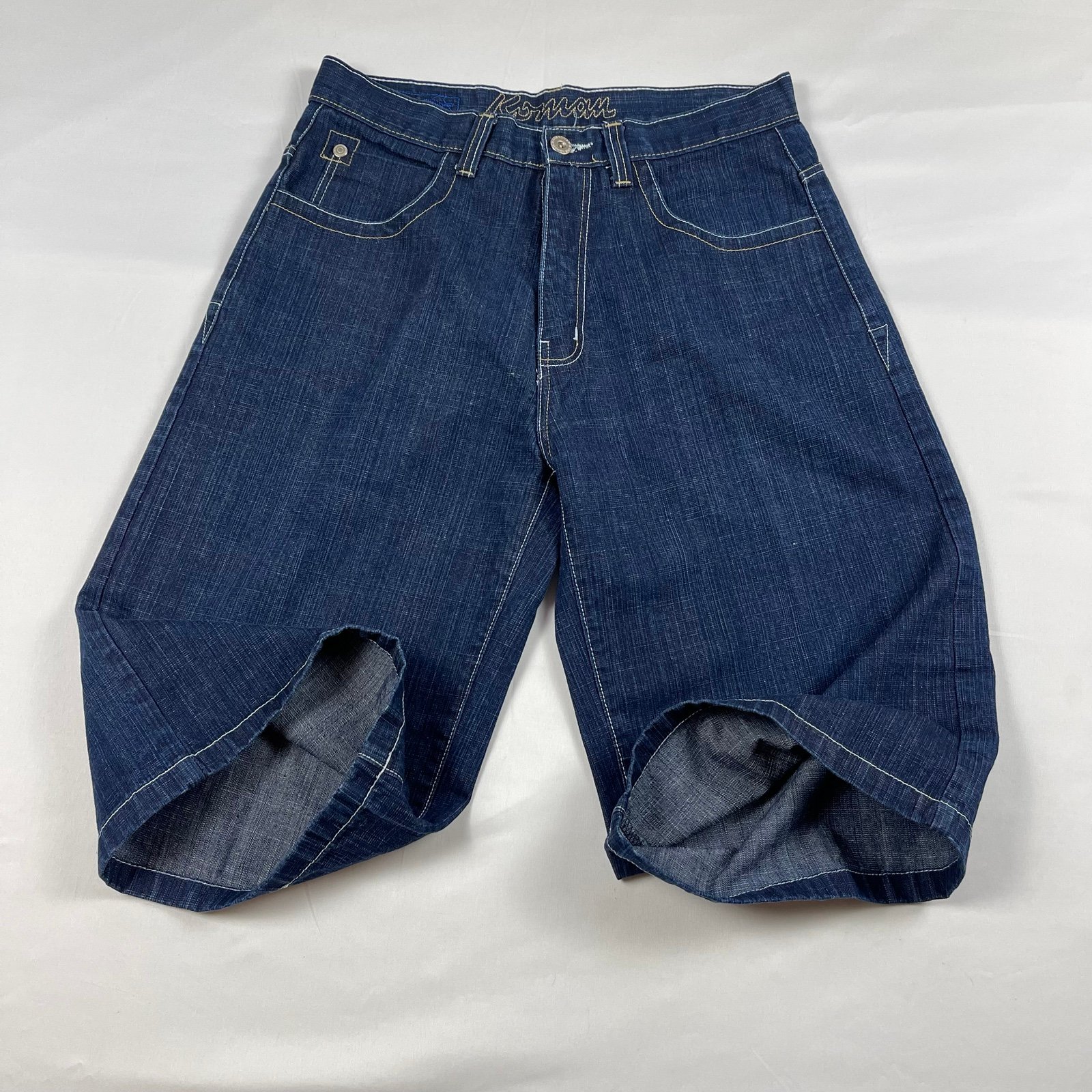 Vintage Y2K Mens Koman Faded Baggy Denim Jean Shorts Jorts Size 36