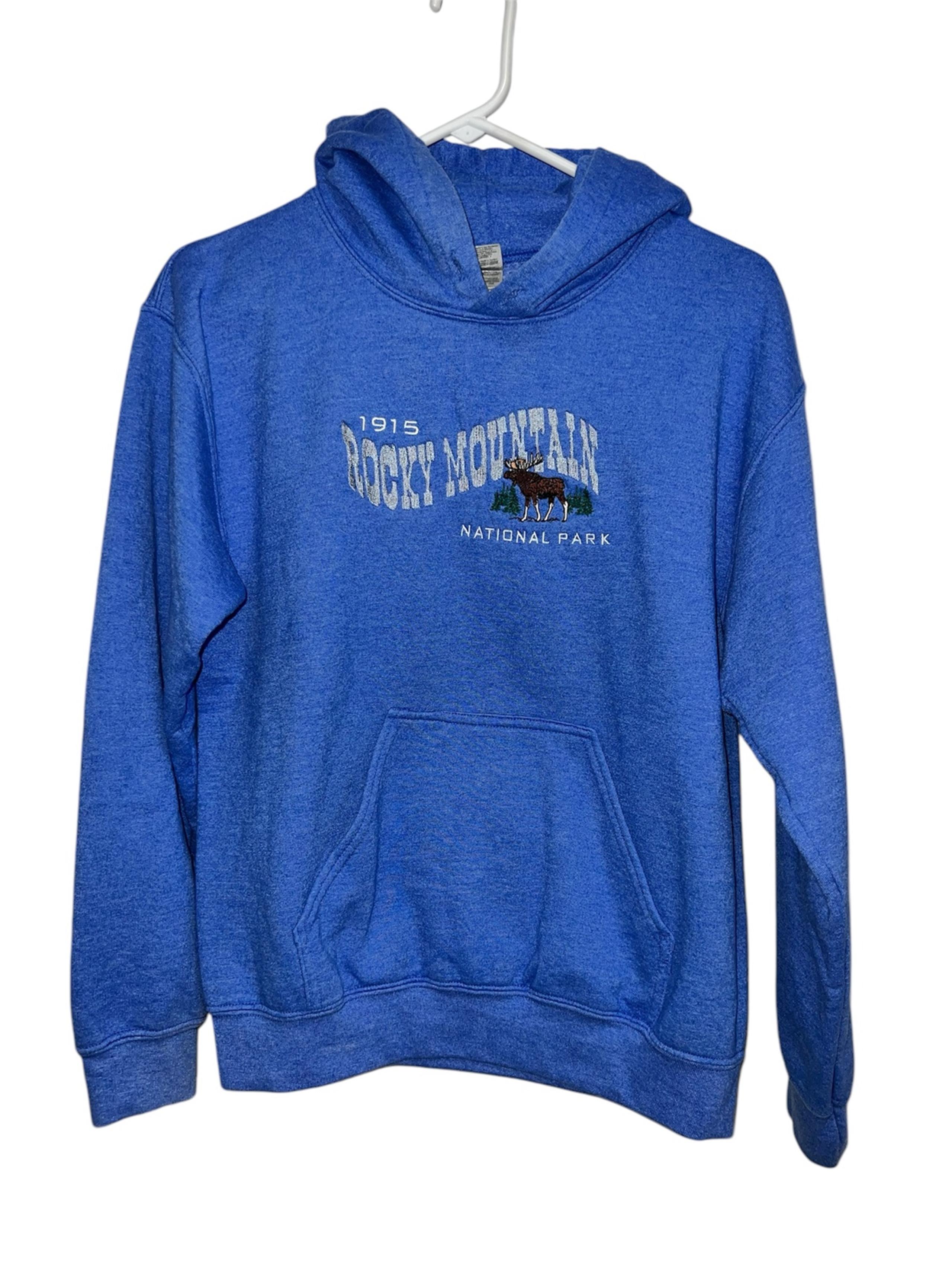 Rocky Mountain National Park Blue Hoodie size SMALL like new GILDAN brand